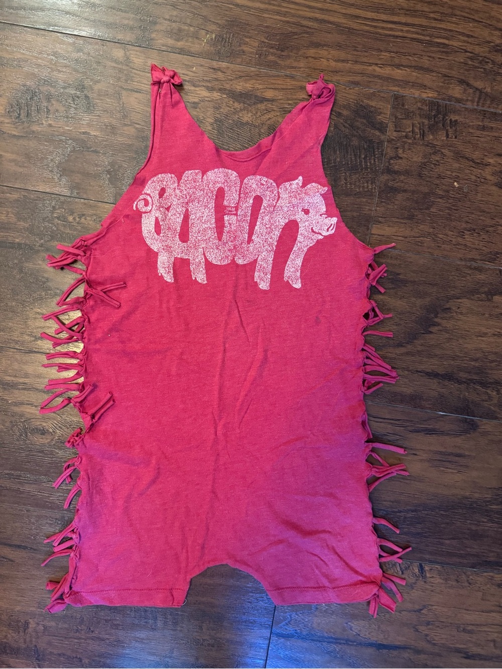 Custom kids Fringe Tank Bacon Romper